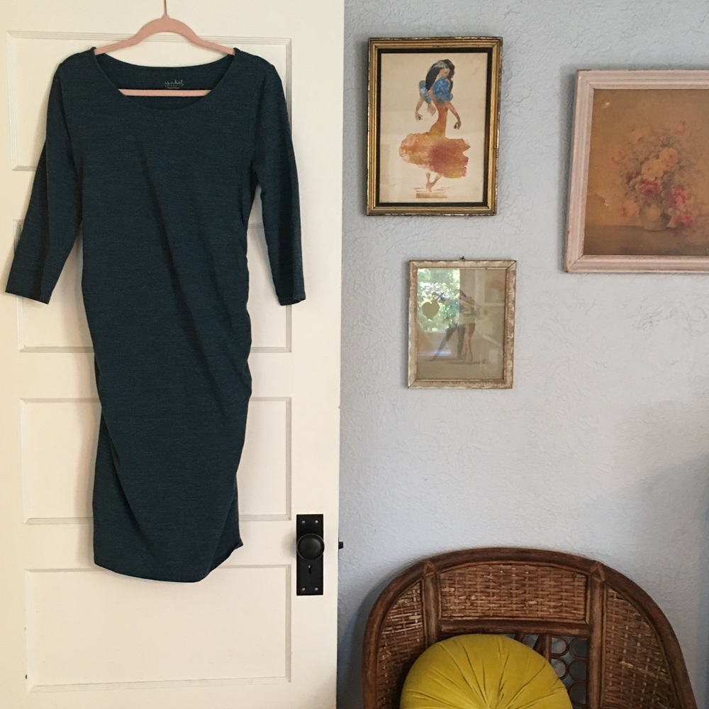 Isabel midi length fitted maternity dress. Medium